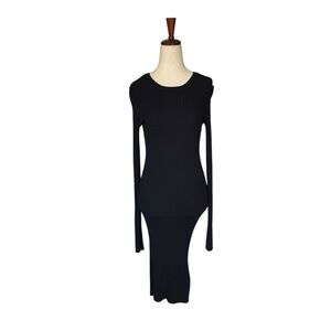 MM6 MAISON MARGIELA Black Knit Sweater Dress Shoulder Cutout Small